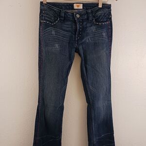 Antik denim embroidered back pockets light distressed size 26